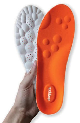 Original Stepprs Comfort Boosting Massage Insoles, 4D Memory Foam Thermal Insoles with Arch Support for Men and Women (Orange, EU 43-44)