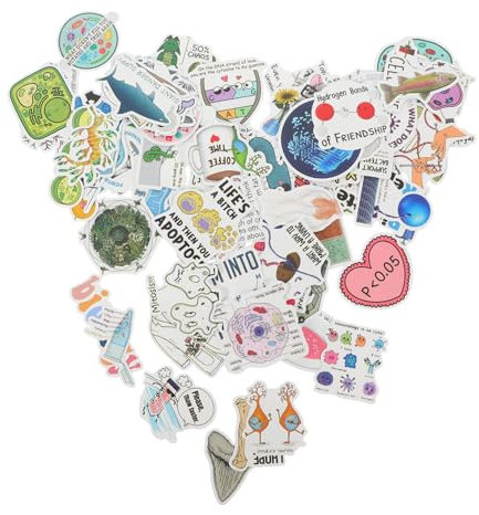 Kisangel 100pcs Science Stickers Biology Lab Adhesive Decal Set for Notebooks Laptops Suitcases DIY Educational Decorations for Classroom and Travel