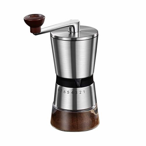 Molinillo de café manual, acero inoxidable 304, 8 niveles de grosor ajustable, mini molinillo de café manual portátil, adecuado para camping, hogar, oficina o viajes, 8 velocidades