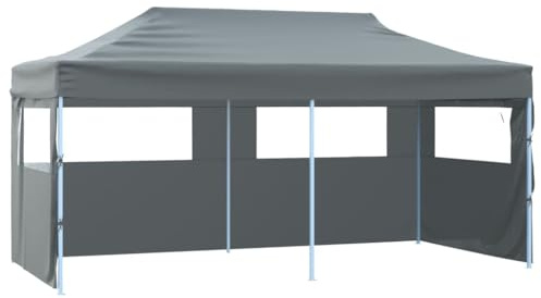 Tonnelle de Jardin Pliable, Tente de Réception Pavillon Barnum de Jardin avec 4 parois 3x6 m Acier Anthracite