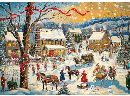 HUADADA Jigsaw Puzzles for Adults 1000 Jigsaws Christmas Village1000 Piece Jigsaw Puzzles for Adults Family Puzzle Game
