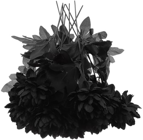 Homoyoyo 12 Piezas Dalias Artificiales Negras Realistas con para Decoración de Halloween y Día Muertos Arreglos Falsos Versátiles para Centros de Mesa y Gótico
