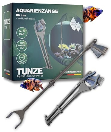 Tunze Pinze per acquario, 86 cm, in alluminio e acciaio inox, ganasce girevoli rivestite in gomma, strumento pieghevole a lunga portata