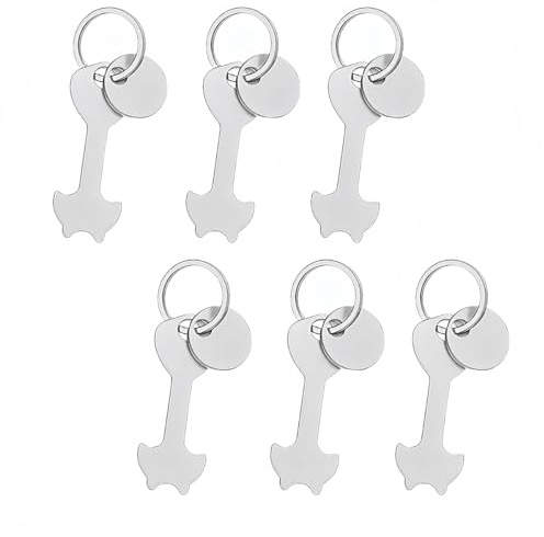 Durlo Lot de 6 clés de déverrouillage pour chariot, jeton universel en acier inoxydable, porte-clés personnalisé pour chariot de courses amovible