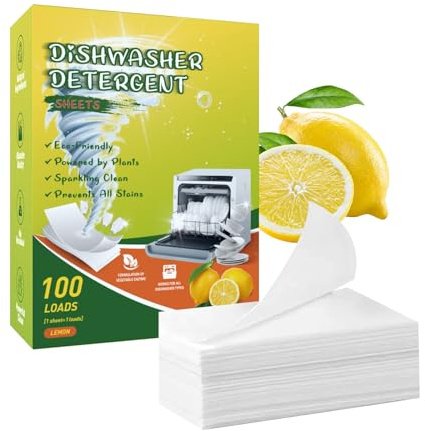100 Pastille Lave Vaisselle, Nettoyant Pour Légumes et Fruits, Nettoyage Puissant, Dissolution Rapide, pour Vaisselle, Fruits Légumes (Lemon)