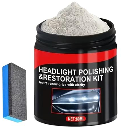 Set di restauro per fari – 80 millilitri di polvere lucidante per lenti auto – Rimozione di sui fari – Per auto vizio SUV parabrezza anteriore appartamento cucina finestra pulizia