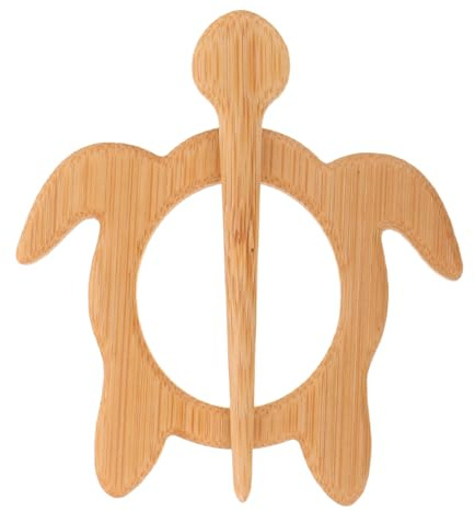 LALADEFIEE Broche en Bois Tortue Épingle à Pull Artisanale, Épingle à Châle Décorative pour Vêtements, Accessoire Animal en Bois Fait Main pour Cardigans et Foulards, Bijou Femme Élégant
