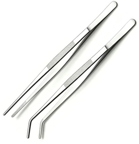 2 Pack Kitchen Cooking Tweezers, 30cm Extra Long Stainless Steel Tongs