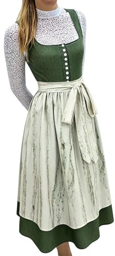 Oktoberfest Donna Vestito Dirndl Donna Lungo Tradizionale Germandress Abito da Festa con Corpetto a Righe e Dettagli in Nastro per Cosplay e Occasioni a Tema Germandress Matrimonio