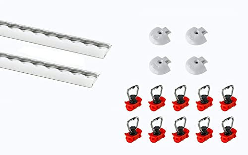 LOADCARE Starterset! 2x1,5 m Airlineschiene Zurrschiene halbrund gebohrt B25 + 4 Endkappen + 10 Fittinge