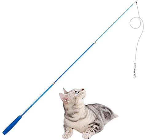 Retractable Cat Wand - Interactive 3-Section Teaser Toy, Fishing Pole Exerciser for Cats and Kittens (Replacement Not Included)