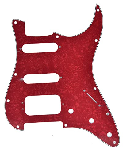 Dopro 11-Loch Strat HSS Gitarren Schlagbrett 3-Schrauben Humbucking Pickup Montage Passend für American Fender Stratocaster Red Pearl