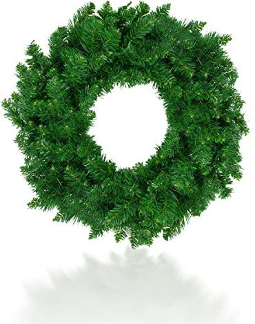 Ghirlanda di Abete Artificiale 30cm, Folta Corona di Natale per Porta, Realistica Decorazione Ghirlanda Verde, G-hirlanda Natalizia per Porta d'Ingresso da Decorare