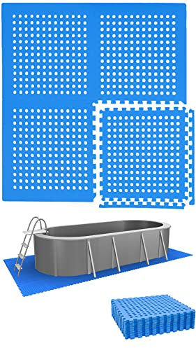 EYEPOWER 5,6 m² Stuoia di Sottofondo per Piscina - 16 Tappetini in Eva 62x62 - Tappeti per Esterni