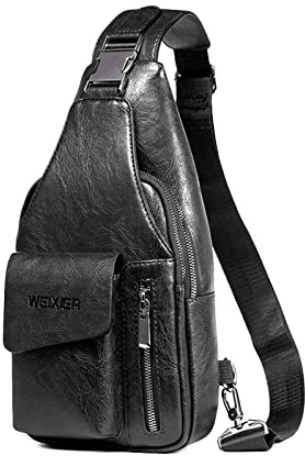 FANDARE Retro Brusttasche Ultraleicht Sling Bag Geschäft Umhängetasche für Herren Schultertasche Outdoor Sport Wandern Radfahren Reisen Wasserdicht Leder