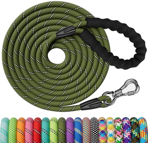 X XBEN Schleppleine für Hunde,3M 5M 6M 9M 10M 15M 20M 25M 30M Starke Hundeleine mit Bequemen Gepolsterter Griff, Trainingsleine Laufleine für Welpen Kleine Mittlere Große Hunde,Abschließbarer Karabine