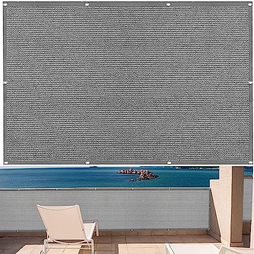 Recinzione Copertura per Balcone 130x300cm(51x118inch) Recinzione Copertura Schermante per Balcone Privacy Anti-UV Facile da Installare per Recinzione, Grigio