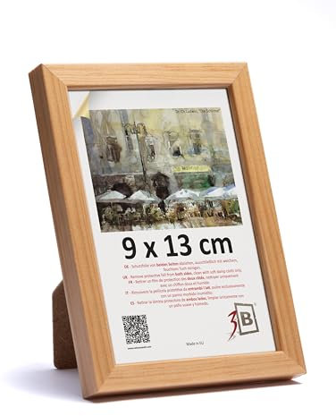 3-B Bilderrahmen LUND - Natur - 9x13 cm - Holzrahmen, Fotorahmen, Portraitrahmen mit Acrylglas
