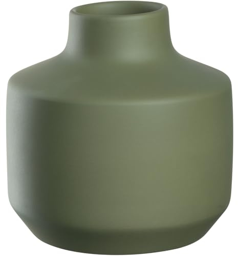 LEONARDO HOME Milano Keramikvase, 1 Stück, Moderne Vase aus Keramik, Dekovase für kunstvolle Blumen-Bouquets, Elegante Blumenvase, Hingucker als Dekoration, Höhe 18,5 cm, grün, 026819