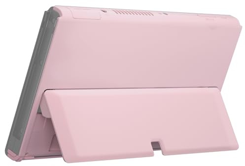 eXtremeRate Gör-det-själv-konsol bakplatta ersättningshölje skal med ställ för Nintendo Switch OLED handhållen konsol – körsbärsblommor rosa [konsol och Joycon utan]