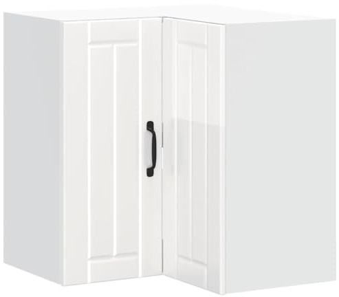 Eleganz Küchen-Eckhängeschrank Lucca Hochglanz-Weiß aus Holzwerkstoff - Platzsparend & Stilvoll für kleine Küchen - Moderne Aufbewahrungslösung