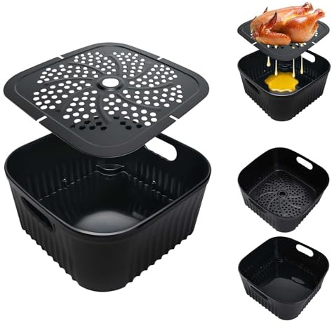 21 CM Airfryer silikonformstillbehör för Philips 6,2 L/7,2 L, Ninja PRO 4,7 L AF140EU/MAX PRO 6,2 L AF180EU, COSORI 5,5 L/4,7 L, återanvändbar silikonform för varmluftsfritös med skiljeväggar, BPA-fri
