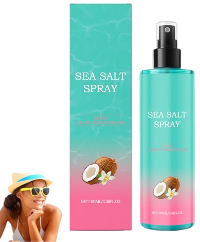 Spray al sale marino per capelli, Spray texturizzante all'acqua di cocco e sale marino, Tenuta leggera, Migliora l'effetto crespo e volumizzante, Fissaggio naturale, Volumizzante, Non grasso (1pcs)