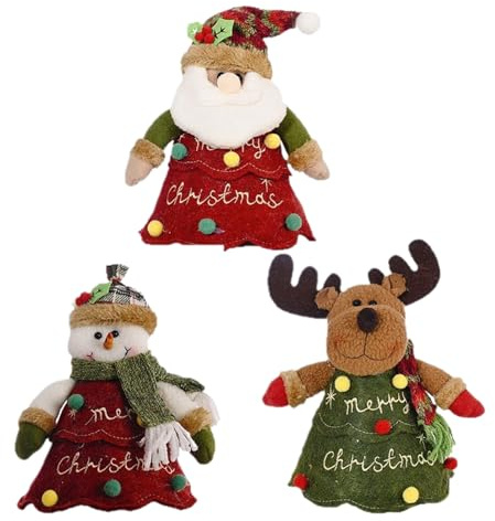 Borse Regalo Natale 3 Pezzi Borsa Party Con Cerniera | Bambola 3D Babbo Natale Pupazzo Di Neve Renna Sacchetti Regalo Per Caramelle, Dolciumi, Biscotti E Feste Di Natale