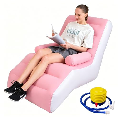 Shyllin Divano ad aria, divano da campeggio con poggiapiedi, divano gonfiabile, poltrona gonfiabile, poltrona gonfiabile, poltrona da piscina, airlounge, pouf da esterno, per campeggio, casa (1, S