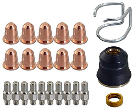 RIVERWELD S45 Plasmaelektrode PR0110 Düse 0,8 PD0116-08 CV0010 23 Stk | Außendüsen-Haltekappen-Abstandshalter CV0010 Sortimentssatz