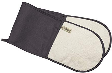 Le Creuset 4-Layered Textile Double Oven Gloves, Stain Resistant, Flint, 95001000444000