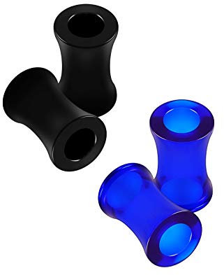 KJM FASHION 4 Stk Schwarz 6mm 2g Double Flared Tunnel Ear Plug Ohren Stecker Dehnstab Ringe Eyelet Piercing Schmuck 4338