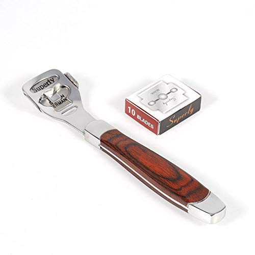 Pédicure Cutter, Pieds Racloir Pied Peau Décapant Peau Dure Dur Outil de soin des pieds pour les pieds secs et mouillés secs(Avec paquet de lame)