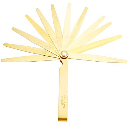 sourcing map Metric Thickness Feeler Gauge 0.05-1mm 13 Pieces Brass Measuring Tool for Width Gap