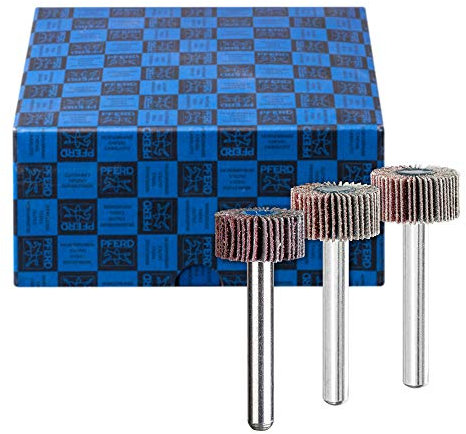 PFERD Fächerschleifer-Set F, 3-tlg. | Korund Ø60x30mm Schaft-ø 6mm A60, 80, 120 | 44498005 – für Feinschliff & Finish