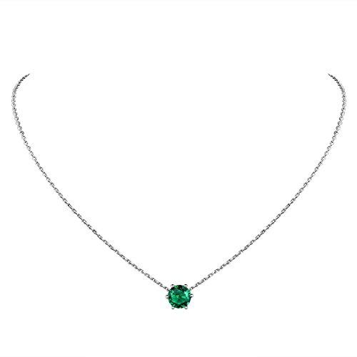 Suplight Damen Collier 925 Sterling Silber Herzform Geburtsstein Anhänger Halskette Minimalist Kristall Schmuck Geschenk für Frauen Mädchen