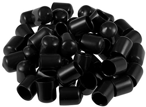 sourcing map 50 Stück Gummi Endkappen 15mm Innendurchm. Gummikappen Runde Schutzkappen Gummi Abdeckung Stopfen Möbelgleiter Bolzen Gewindeschutz für Schrauben Rohr Stuhlbeine, Schwarz