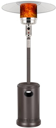 Hykolity 50,000 BTU Patio Heater with Sand Box, Table Design, Double-Layer Stainless Steel Burner, Wheels, Tip-over Protection System, Outdoor Heater for Home and Residential, Brown