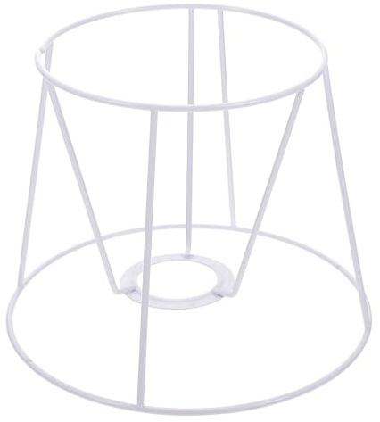 Milisten Lampenschirm Rahmen E27 - Drahtgestell für Tischlampen & Hängelampen - Trommelform Metallring DIY Lampenbau-Zubehör - Ø 19/14 cm Weiß