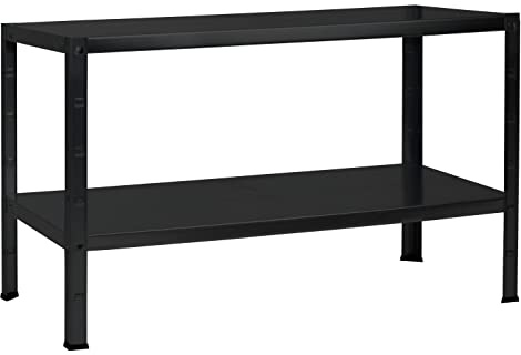 Schulte Regalwelt Steckregal mit 2 PowerMAX Fachböden, 65 kg Tragkraft, 43x100x35 cm (HxBxT), schwarz-Struktur, Lagerregal, Werkstattregal, Kellerregal, Garagenregal, Metallregal