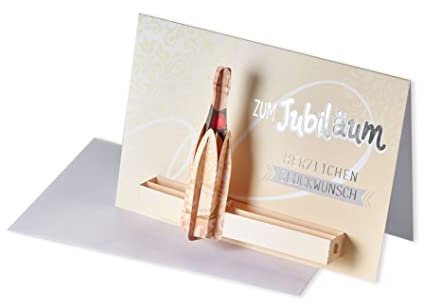 Jubiläum Pop UP 3D Karte Grußkarte Champagner 17x11cm