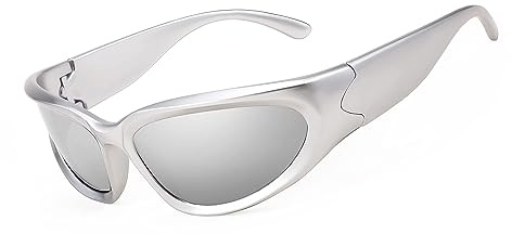 FEISEDY Schnell Brille Rave Wraparound Futuristische Sonnenbrille Y2K B2951 | Sportbrille für Herren Damen, UV400 Schutz