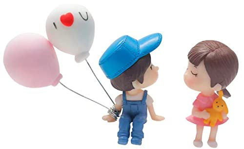 Androxeda 2 Stück Auto-Dekoration Auto Paare Dekoration Süße Paar-Ornamente für Auto Cartoon-Paare Auto-Dekoration Süße Cartoon Figur mit Ballon-Ornament für Auto Armaturenbrett Dekoration