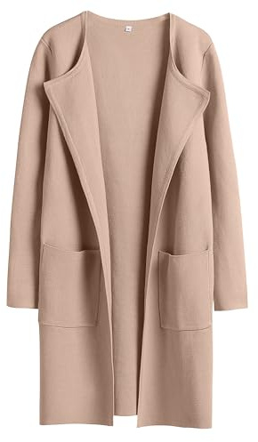 ANRABESS Womens Cardigan Sweater Open Front Knit Long Coatigan Dressy Casual Jacket Coat 2025 Fall Outfits Classy Clothes Khaki Large