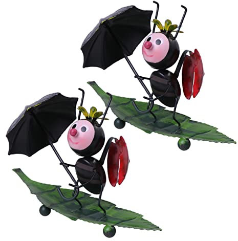 DOITOOL 2stücke Eisen-Insekten-Dekorationen Modische Accessoires Form Von Marienkäfer Und Ameise Elegante Schwarze Ornamente Für Hochzeitsräume Und Neue Zuhause Zufälliger Stil