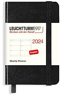 LEUCHTTURM1917 367650 Wochenkalender Mini (A7) 2024, 12 Monate, Schwarz, Englisch
