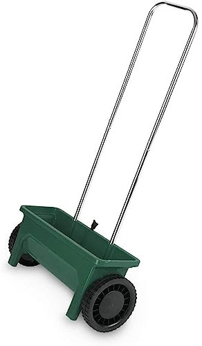 La zappa Carro fertilizador de 12 litros con ruedas, esparcidor de abono y sal manual