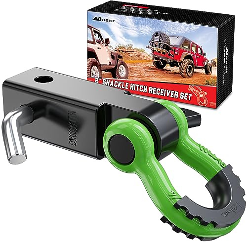 Nilight Schäkelkupplungsempfänger, 5,1 cm, 20,411 kg, Bruchfestigkeit, 1,9 cm D-Ring-Schäkel mit Anhängerkupplungsstift, strapazierfähig, solides Abschleppset für LKW, Jeeps, Off-Road-Gelände