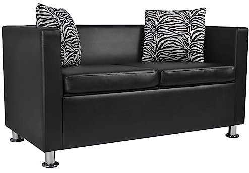 Hovothy 2-Sitzer-Sofa Kunstleder Schwarz Sofa 2 Sitzer Zweisitzer Sofa Couch 2 Sitzer Wohnzimmer Möbel Wohnzimmer Couch Wohnzimmer Stühle Wohnzimmer Sofa Kunstleder Sofa