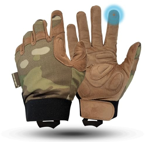 EMERSONGEARS Men's Full Finger Sports Gloves Outdoor Anti-slip Touch Screen Gloves Abrasion-resistant Breathable Protective Biking Gloves Mountaineering Hiking Travel Accessories (M)